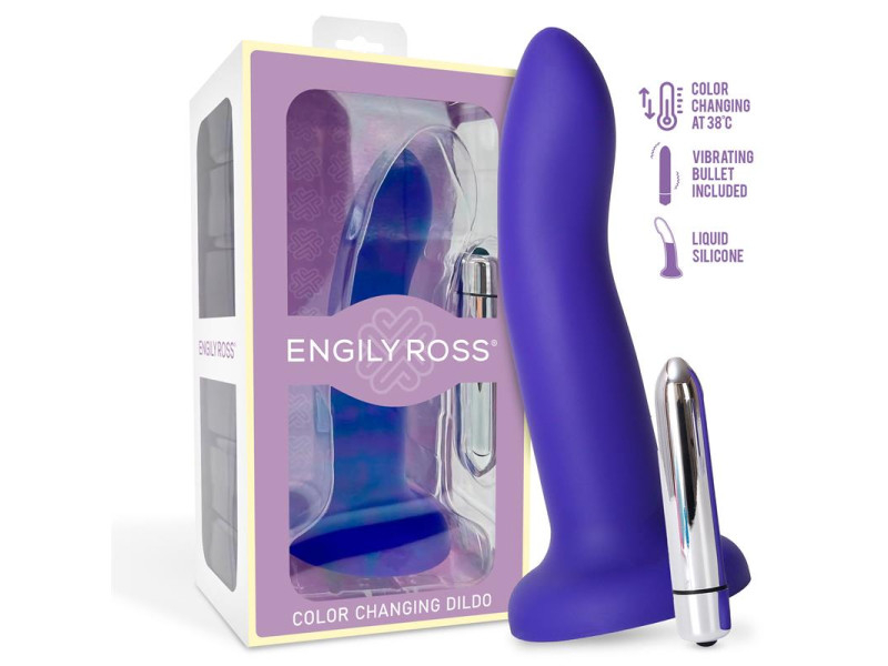 Dildo con Vibracion que Cambia de Color Azul a Purpura Talla M 17 cm Dildo con Vibracion que Cambia de Color Azul a Purpura Talla M 17 cm
