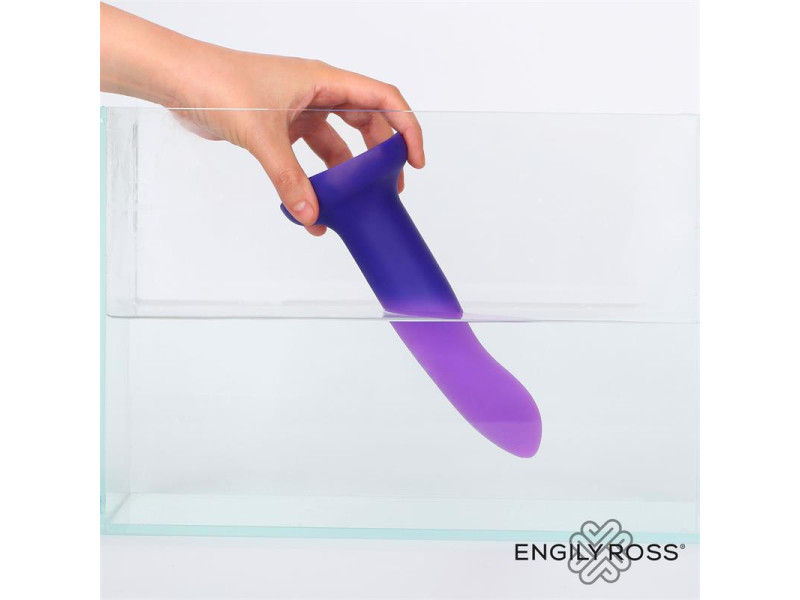 Dildo con Vibracion que Cambia de Color Azul a Purpura Talla M 17 cm