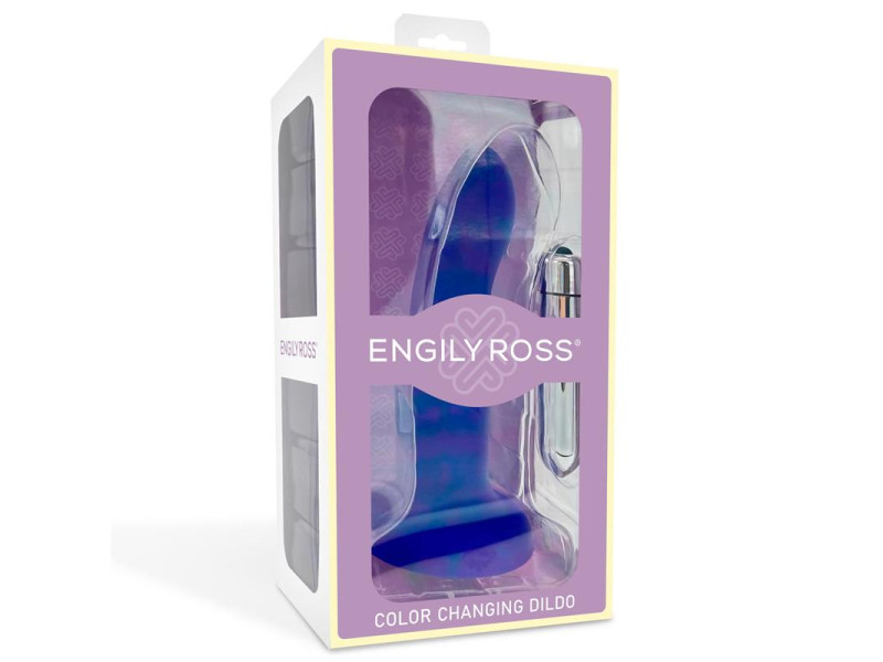 Dildo con Vibracion que Cambia de Color Azul a Purpura Talla M 17 cm