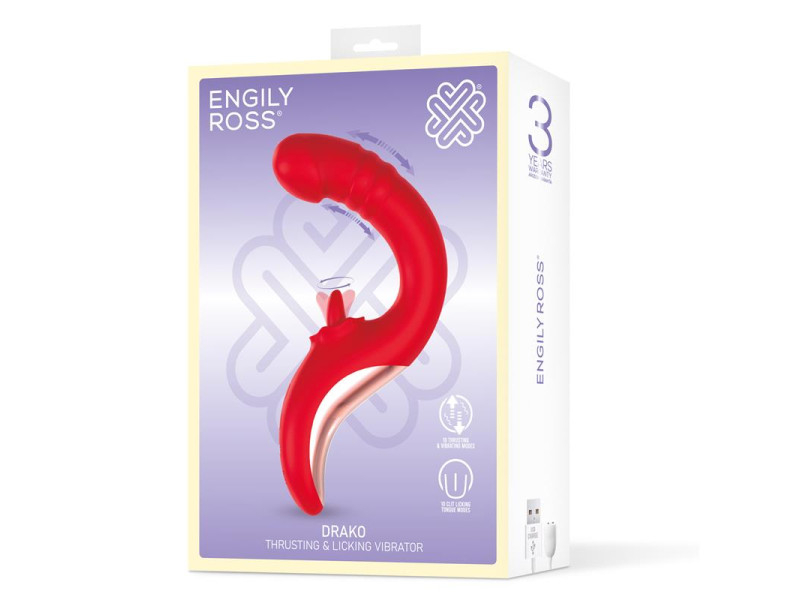 Drako Vibrador con Thrusting y Lengua Oscilante 360º