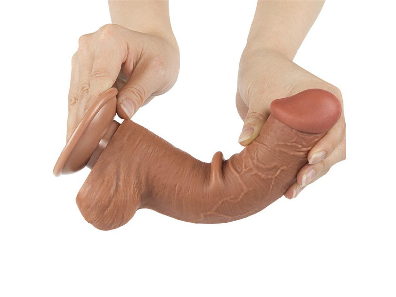 Dildo con Piel Retractil Skin 8 Bronceado