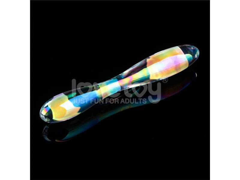 Dildo de Cristal que Brilla en la Oscuridad Twilight Gleam Double Delight