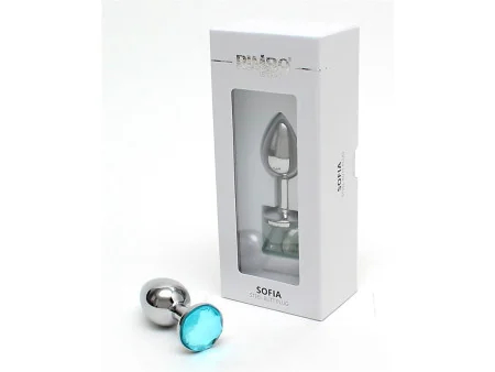 Plug Anal de Metal Sofia con Joya Azul