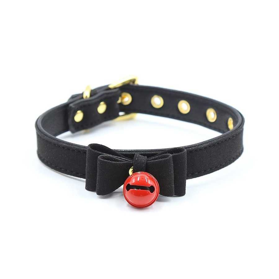 Collar con Lazo y Cascabel 44 cm Negro Rojo