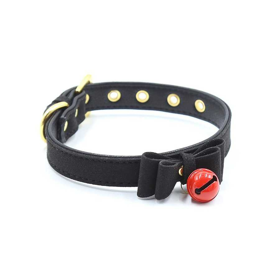 Collar con Lazo y Cascabel 44 cm Negro Rojo