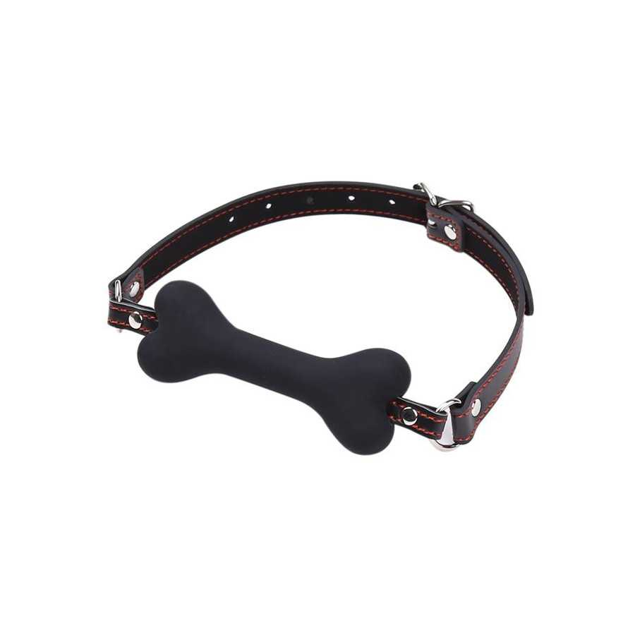 Mordaza Forma de Hueso Silicona 12 cm Negro