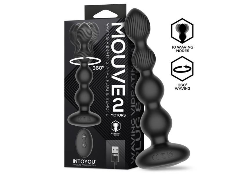 Mouve Plug Anal con Waving y Vibracion con Control Remoto 2 Motores
