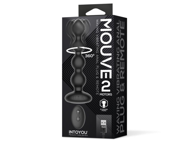 Mouve Plug Anal con Waving y Vibracion con Control Remoto 2 Motores