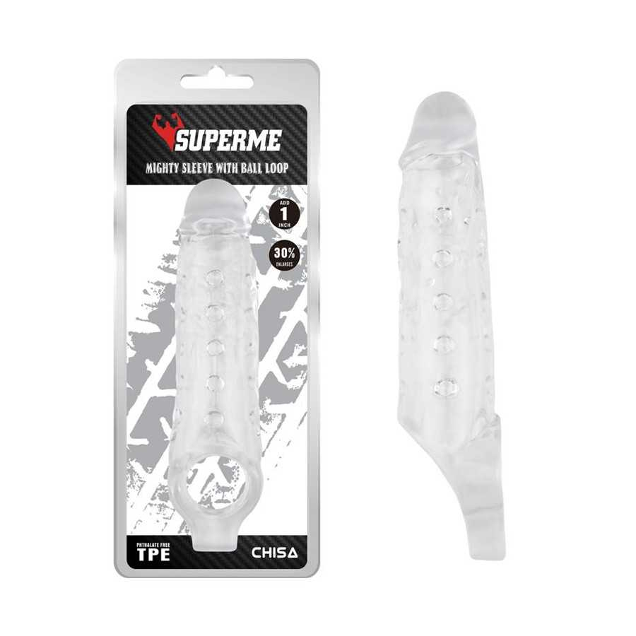 Funda para el Pene con Sujecion para Testiculos Mighty Transparente