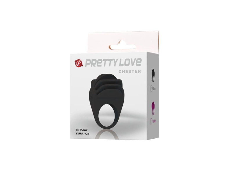 Pretty Love Anillo Vibrador Chester Color Negro