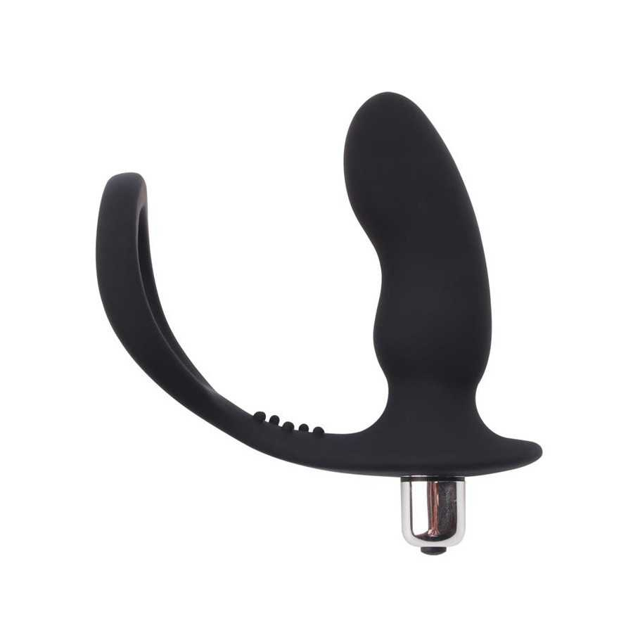 Anillo para el Pene con Plug Anal Negro