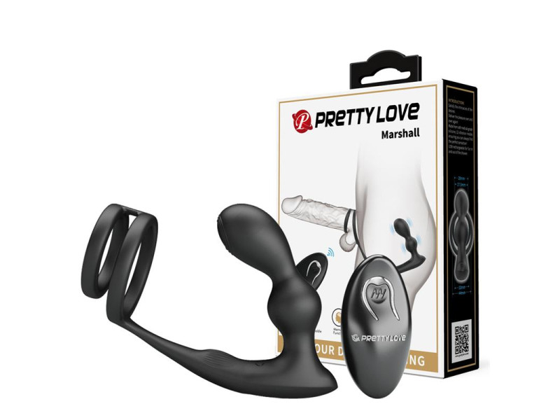 Marshall Plug Anal con Vibracion y Anillo para el Pene y Testiculos