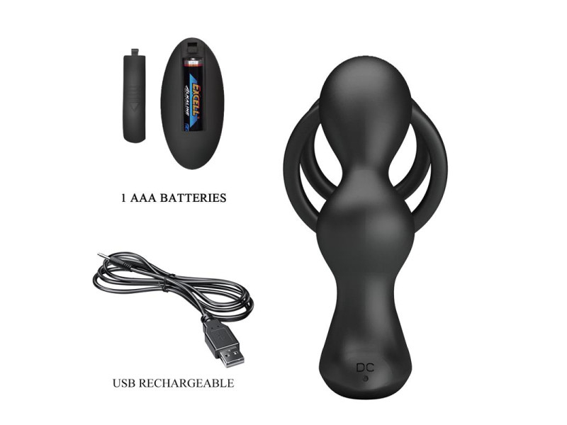 Marshall Plug Anal con Vibracion y Anillo para el Pene y Testiculos