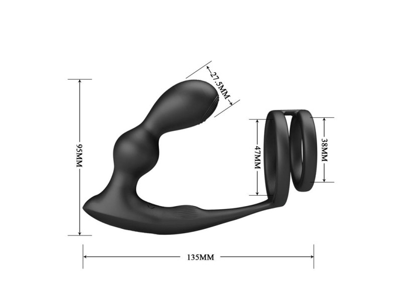 Marshall Plug Anal con Vibracion y Anillo para el Pene y Testiculos