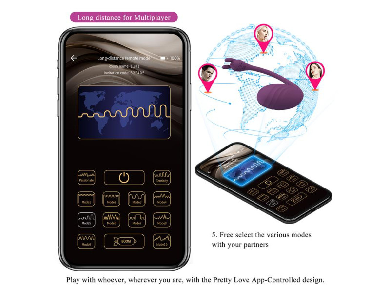 Catalina Huevo Vibrador con APP Purpura