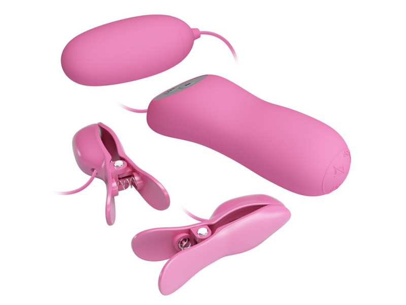 Pinzas para Pezones y Huevo Vibrador con Electro shock