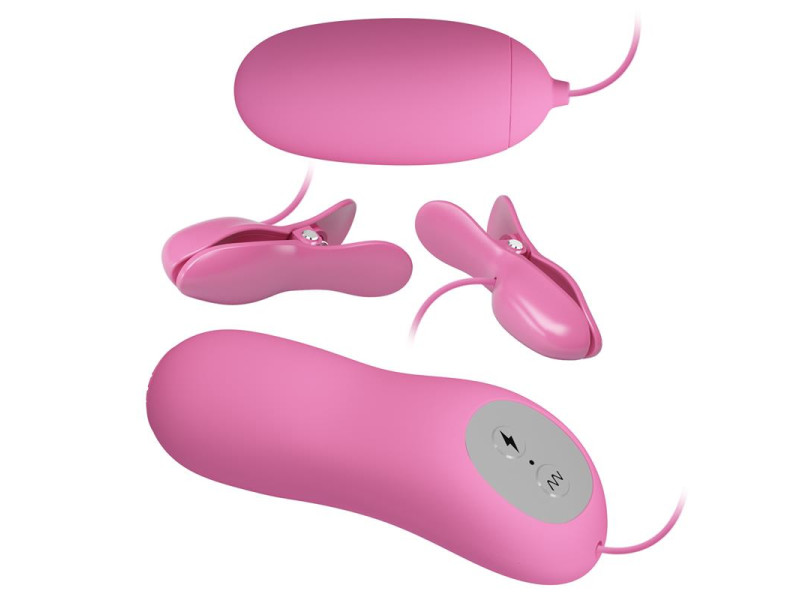 Pinzas para Pezones y Huevo Vibrador con Electro shock