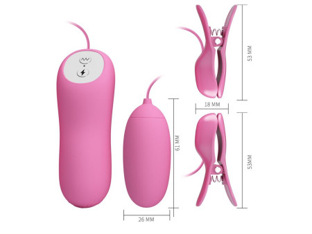 Pinzas para Pezones y Huevo Vibrador con Electro shock