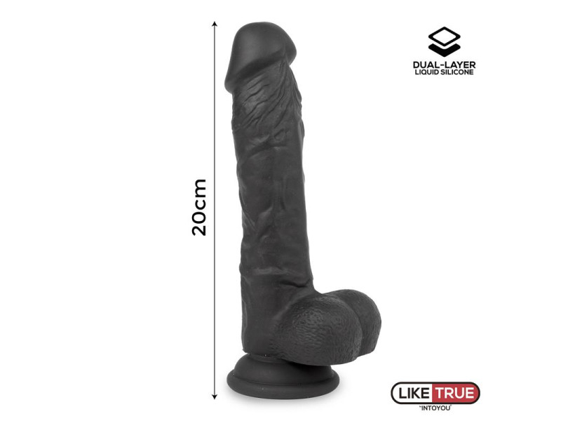 Dildo Realista Silicona Liquida Dual Layer 8 Negra
