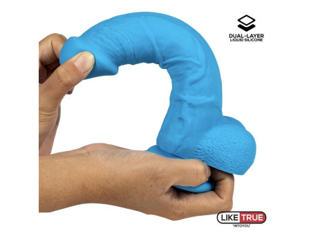 Dildo Realista Silicona Liquida Dual Layer 8 Azul