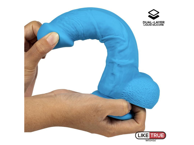 Dildo Realista Silicona Liquida Dual Layer 8 Azul