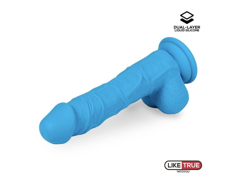 Dildo Realista Silicona Liquida Dual Layer 8 Azul