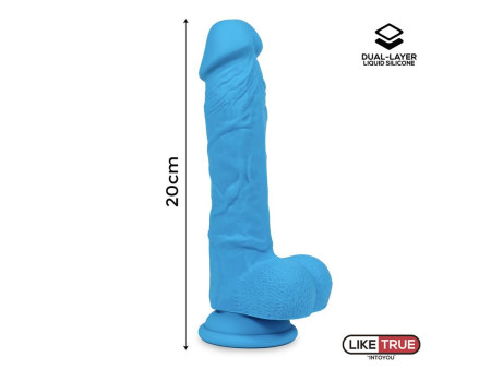 Dildo Realista Silicona Liquida Dual Layer 8 Azul