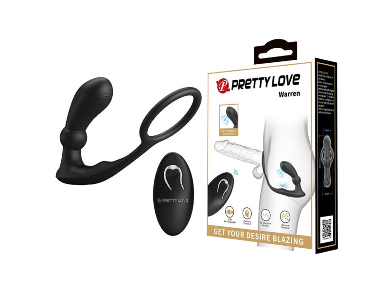Warren Plug Anal y Anillo para el Pene con Vibracion y Pulsacion a Control Remoto