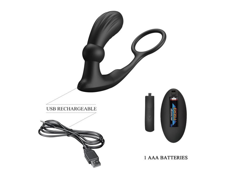 Warren Plug Anal y Anillo para el Pene con Vibracion y Pulsacion a Control Remoto