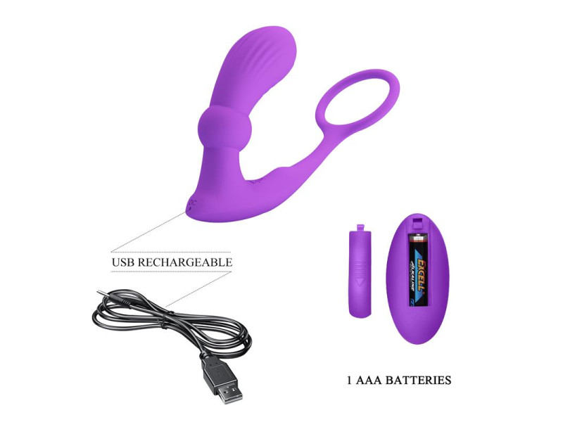 Warren Plug Anal y Anillo para el Pene con Vibracion y Pulsacion a Control Remoto