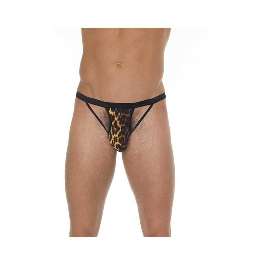 Tanga con Tiras Negro y Leopardo Talla Unica