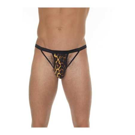 Tanga con Tiras Negro y Leopardo Talla Unica