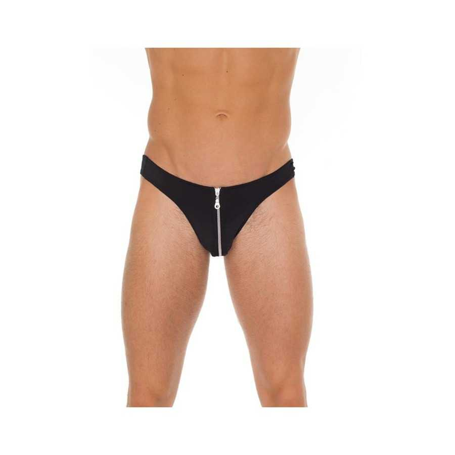 Tanga con Cremallera Negro Talla Unica