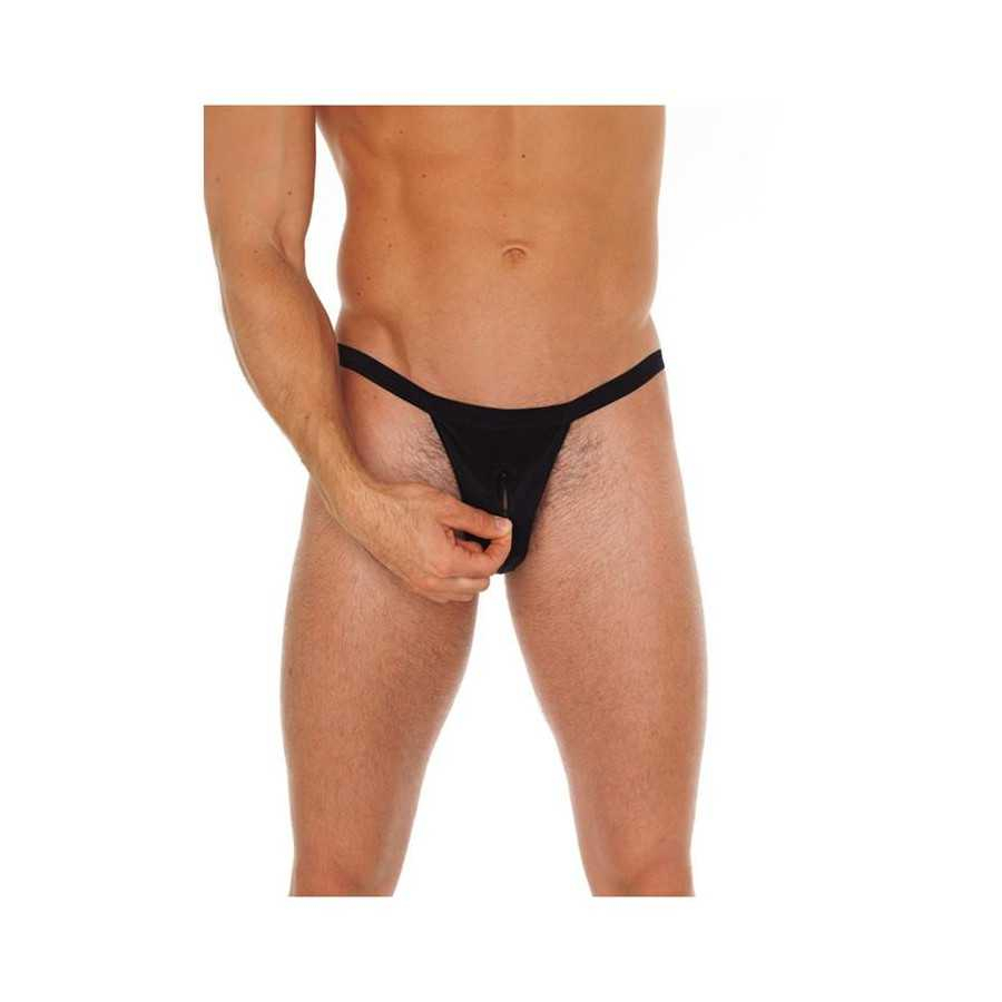 Tanga con Cremallera Negro Talla Unica