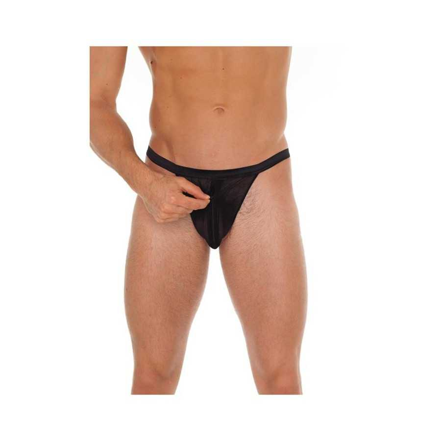 Tanga con Cremallera Negro Talla Unica