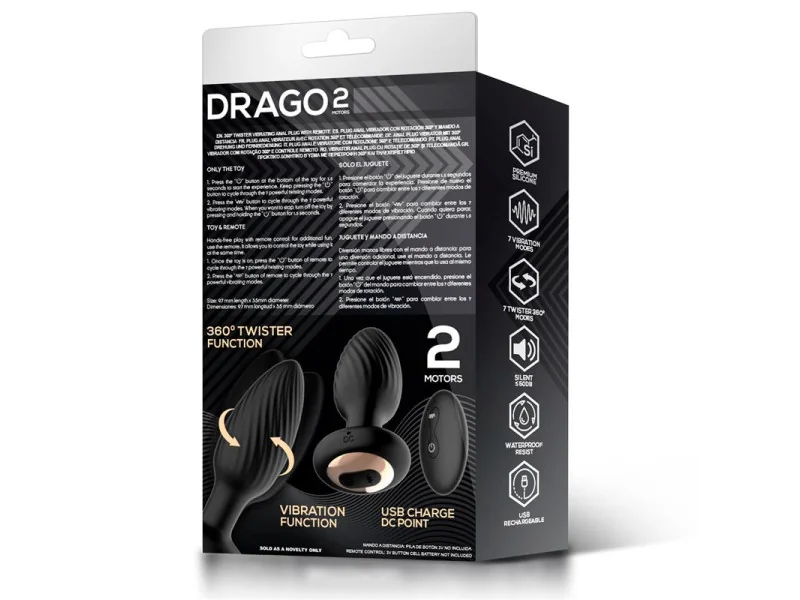 Drago Plug Anal Vibracion Movimiento Twister 360º y Control Remoto