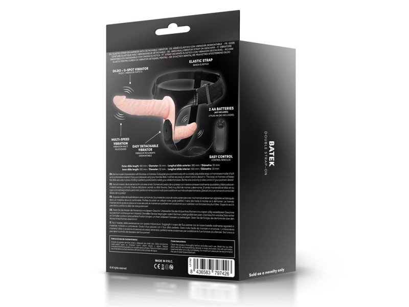 Batek Arnes con Dildo Doble Desmontable Punto G y Vibracion Control Remoto