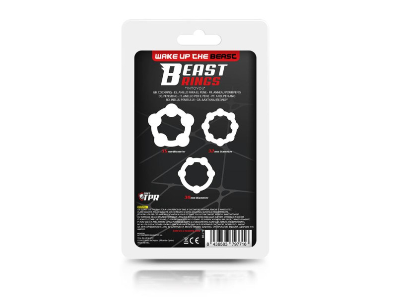 Set 3 Anillo para el Pene Beaded Flexibles Negro