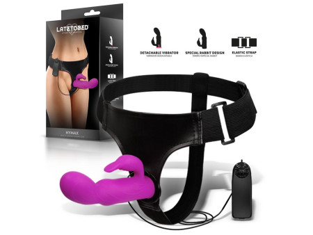 Hymax Arnes con Dildo Vibrador con Conejito y Control Remoto