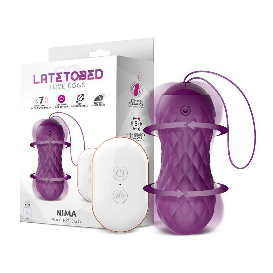 Nima Huevo Vibrador con Movimiento Wave Control Remoto USB Silicona Purpura