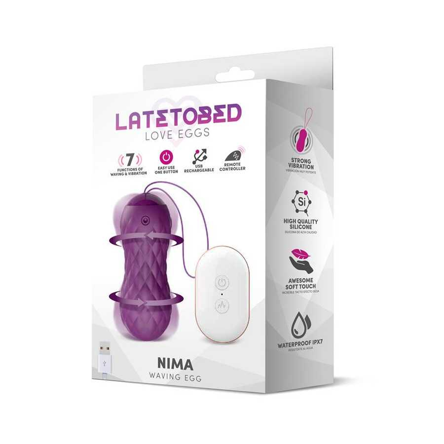 Nima Huevo Vibrador con Movimiento Wave Control Remoto USB Silicona Purpura