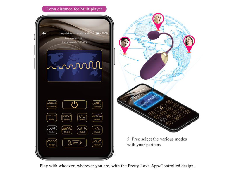 Abner Huevo Vibrador con App Lila