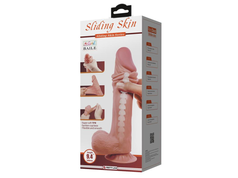 Dildo Realista Piel Deslizante Retractil 24 cm