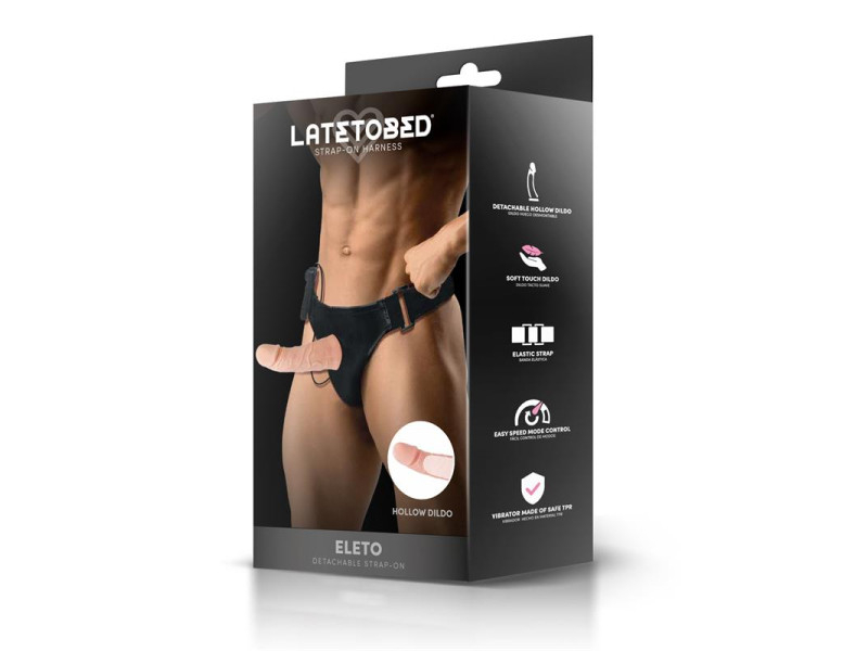 Eleto Arnes con Dildo Hueco Desmontable Vibracion y Control Remoto