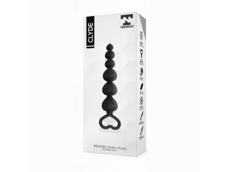 Clyde Plug Anal con Bolas con Aro de Facil Extraccion Silicona Negro