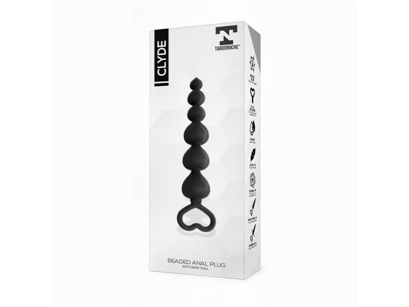 Clyde Plug Anal con Bolas con Aro de Facil Extraccion Silicona Negro