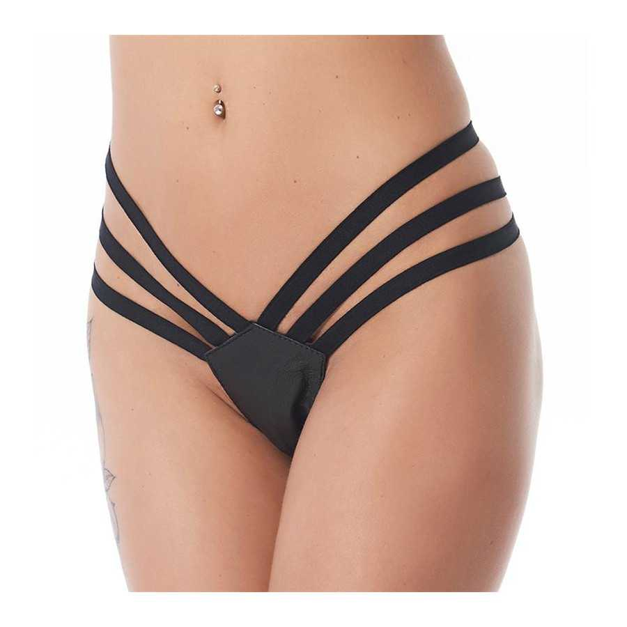 Tanga Cuero Negro Talla Unica