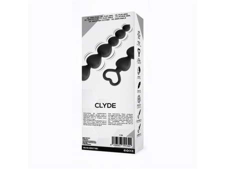 Clyde Plug Anal con Bolas con Aro de Facil Extraccion Silicona Negro