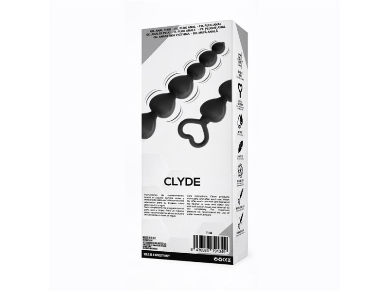 Clyde Plug Anal con Bolas con Aro de Facil Extraccion Silicona Negro