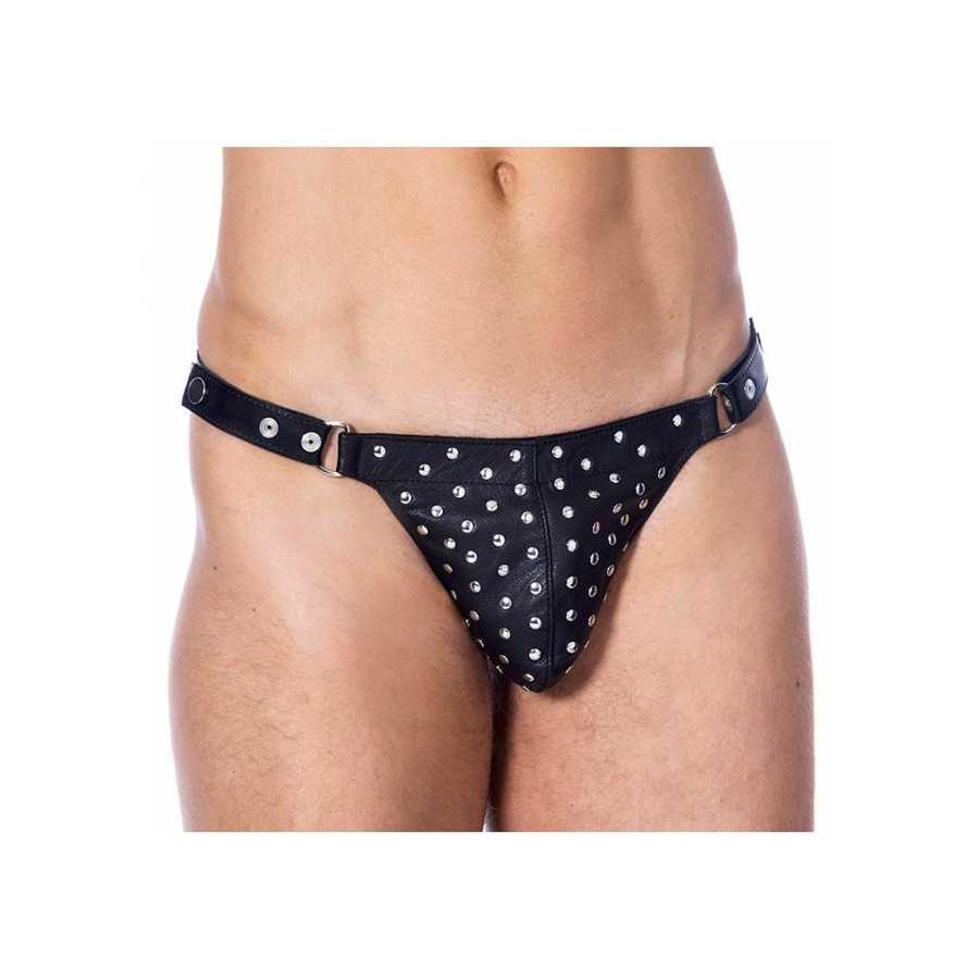 Tanga de Cuero Ajustable con Tachuelas